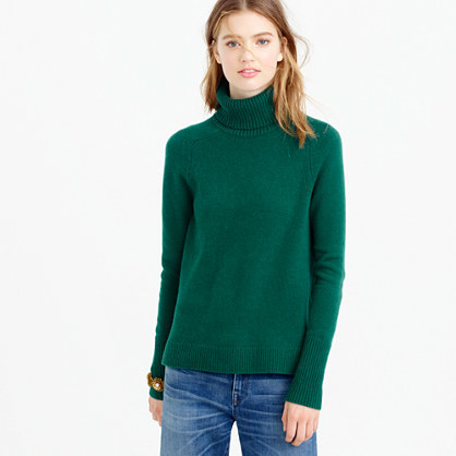 Petite Classic Turtleneck Sweater In Wool Cashmere Blend - pattern: plain; neckline: roll neck; style: standard; predominant colour: dark green; occasions: casual; length: standard; fibres: wool - mix; fit: slim fit; sleeve length: long sleeve; sleeve style: standard; texture group: knits/crochet; pattern type: fabric; season: a/w 2015