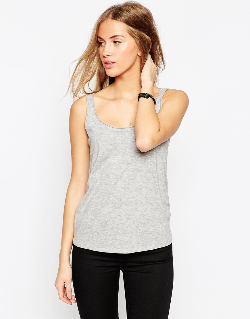 The Ultimate Vest Grey - sleeve style: standard vest straps/shoulder straps; pattern: plain; style: vest top; predominant colour: light grey; occasions: casual, creative work; length: standard; neckline: scoop; fibres: cotton - mix; fit: body skimming; sleeve length: sleeveless; texture group: crepes; pattern type: fabric; season: a/w 2015