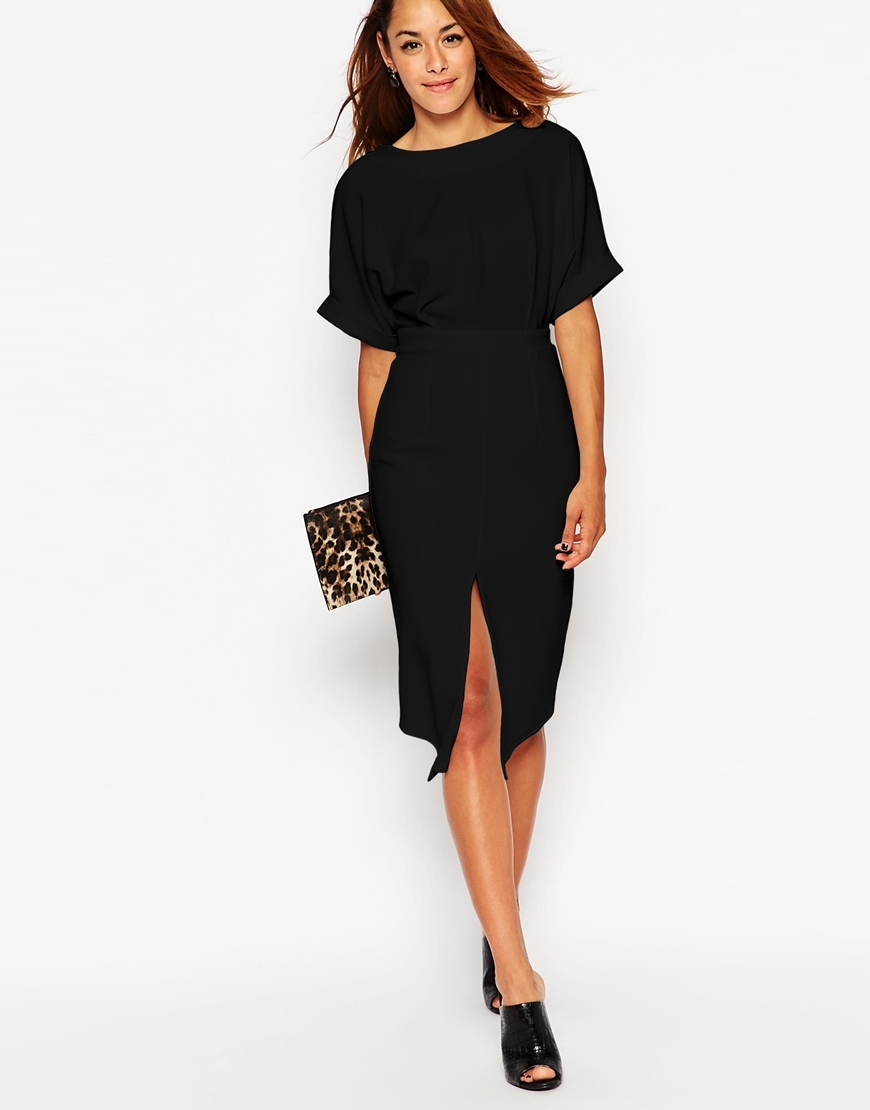 Wiggle Dress With Split Front Black - predominant colour: black; season: a/w 2015
