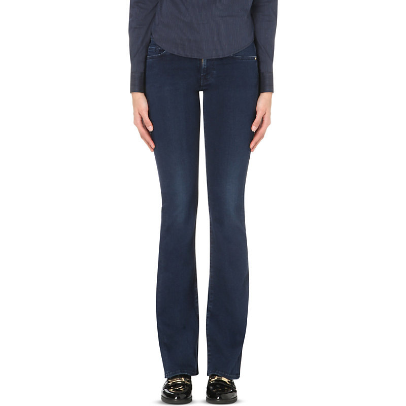 Slim Illusion Skinny Bootcut Mid Rise Jeans, Women's, Luxe Rich Indigo - style: bootcut; length: standard; pattern: plain; pocket detail: traditional 5 pocket; waist: mid/regular rise; predominant colour: navy; occasions: casual; fibres: cotton - stretch; jeans detail: dark wash; texture group: denim; pattern type: fabric; season: a/w 2015