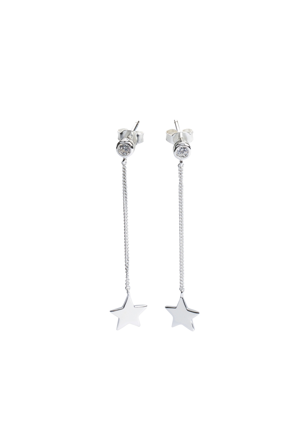 Star Earrings - predominant colour: silver; occasions: evening, occasion; style: drop; length: long; size: small/fine; material: chain/metal; fastening: pierced; finish: metallic; embellishment: crystals/glass; season: a/w 2015