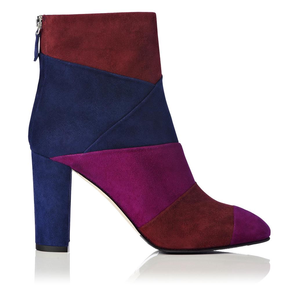 Fianna Suede Block Heel Ankle Boot Multi Denim - predominant colour: navy; material: suede; heel height: high; heel: block; toe: round toe; boot length: shoe boot; style: standard; finish: plain; pattern: colourblock; secondary colour: raspberry; occasions: creative work; season: a/w 2015