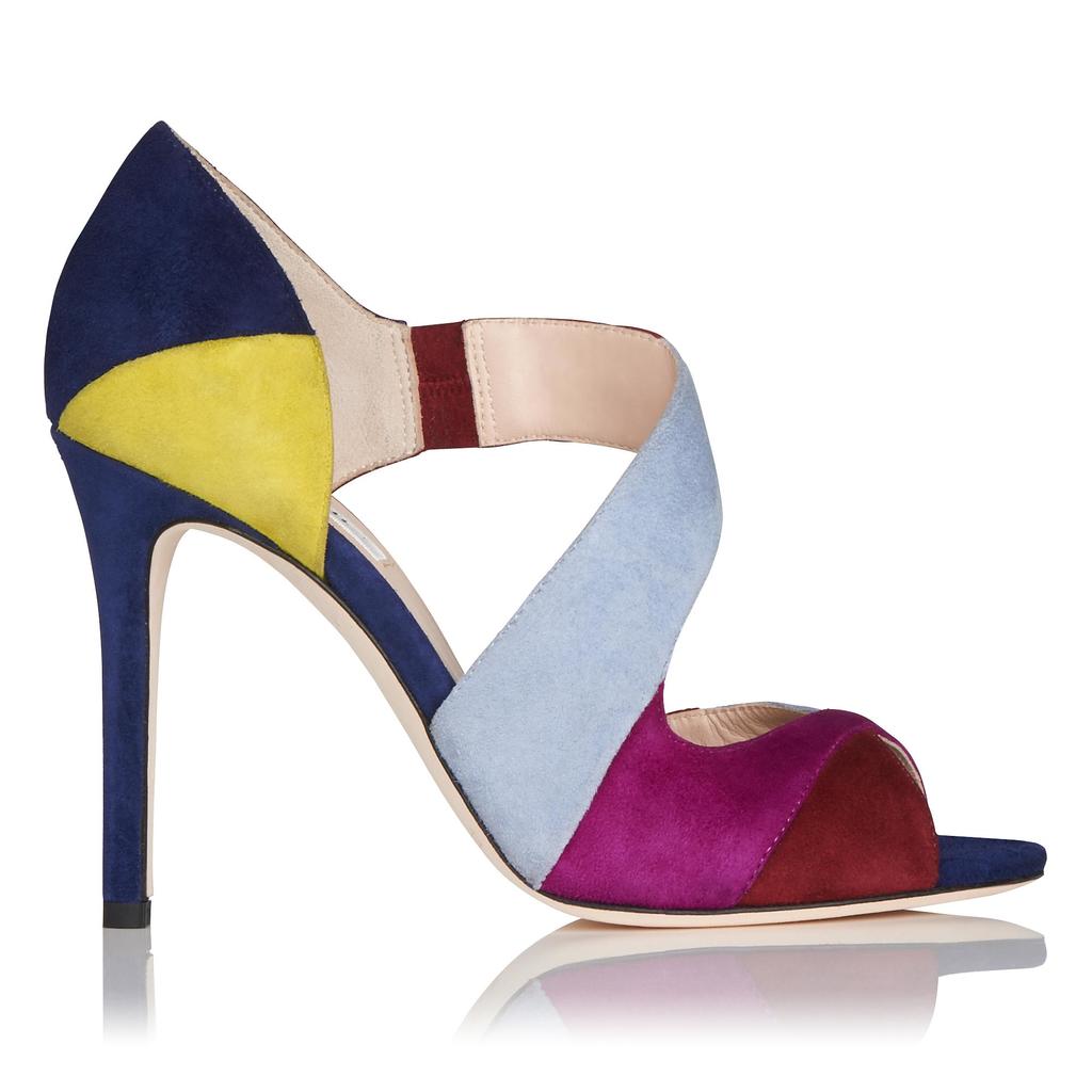 Leona High Heel Leather Sandals Multi Denim - secondary colour: hot pink; predominant colour: pale blue; occasions: evening; material: suede; heel: stiletto; toe: open toe/peeptoe; style: courts; finish: plain; pattern: colourblock; heel height: very high; multicoloured: multicoloured; season: a/w 2015