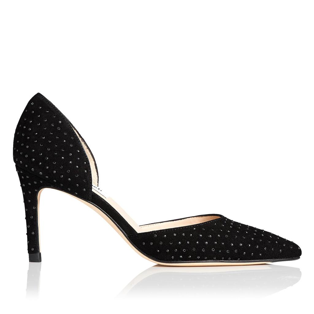 Flossie Crystal Suede Courts Black Crystal - predominant colour: black; occasions: evening, occasion; material: suede; heel height: high; embellishment: crystals/glass; heel: stiletto; toe: pointed toe; style: courts; finish: plain; pattern: plain; season: a/w 2015
