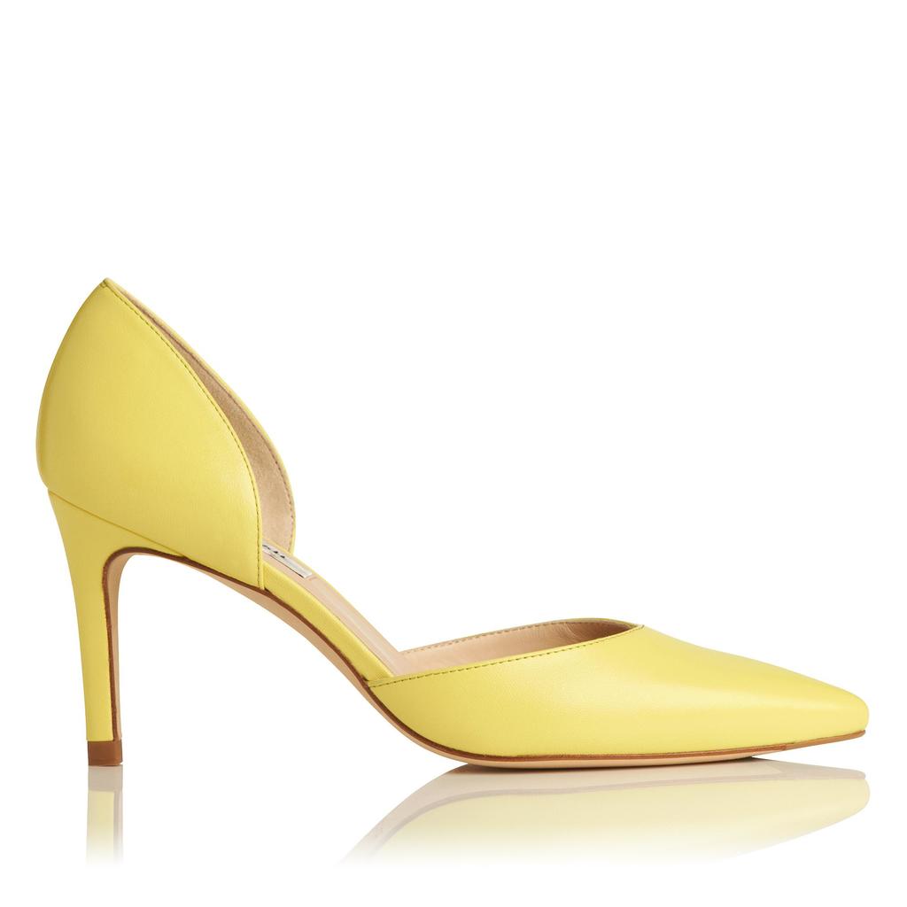 Flossie Lime Leather Courts Yellow Lime - predominant colour: lime; occasions: occasion; material: leather; heel height: high; heel: stiletto; toe: pointed toe; style: courts; finish: plain; pattern: plain; season: a/w 2015