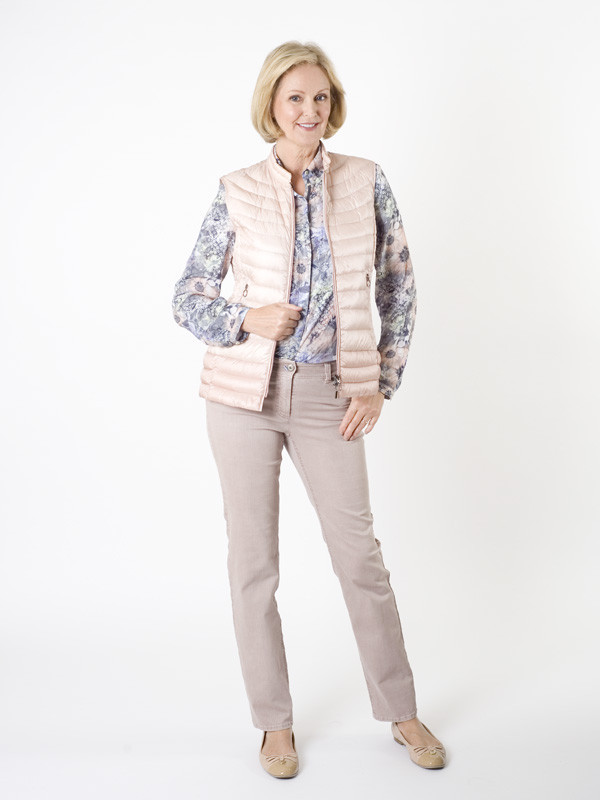 Gerry Weber Quilted Gilet - pattern: plain; sleeve style: sleeveless; style: gilet; collar: round collar/collarless; predominant colour: blush; occasions: casual; length: standard; fit: straight cut (boxy); fibres: polyester/polyamide - 100%; sleeve length: sleeveless; collar break: low/open; pattern type: fabric; texture group: other - bulky/heavy; season: a/w 2015