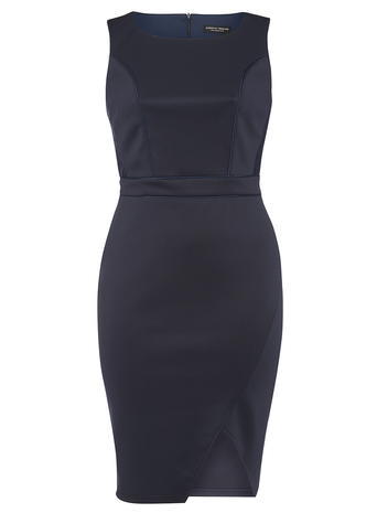Womens **Dp Curve Navy Lace Bodycon Dress Navy - neckline: round neck; fit: tight; pattern: plain; sleeve style: sleeveless; style: bodycon; predominant colour: navy; occasions: evening, occasion; length: just above the knee; fibres: polyester/polyamide - stretch; sleeve length: sleeveless; texture group: structured shiny - satin/tafetta/silk etc.; pattern type: fabric; season: a/w 2015