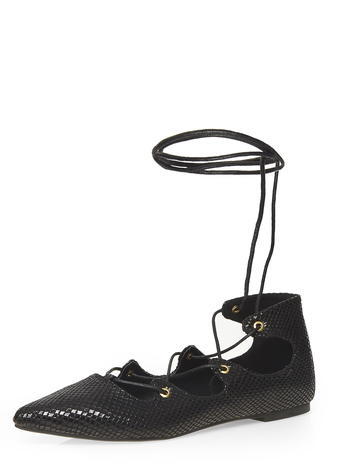 Womens Black Snake 'hurlie' Pumps Black - predominant colour: black; occasions: casual, creative work; heel height: flat; ankle detail: ankle strap; toe: pointed toe; style: ballerinas / pumps; finish: plain; pattern: plain; material: faux suede; season: a/w 2015