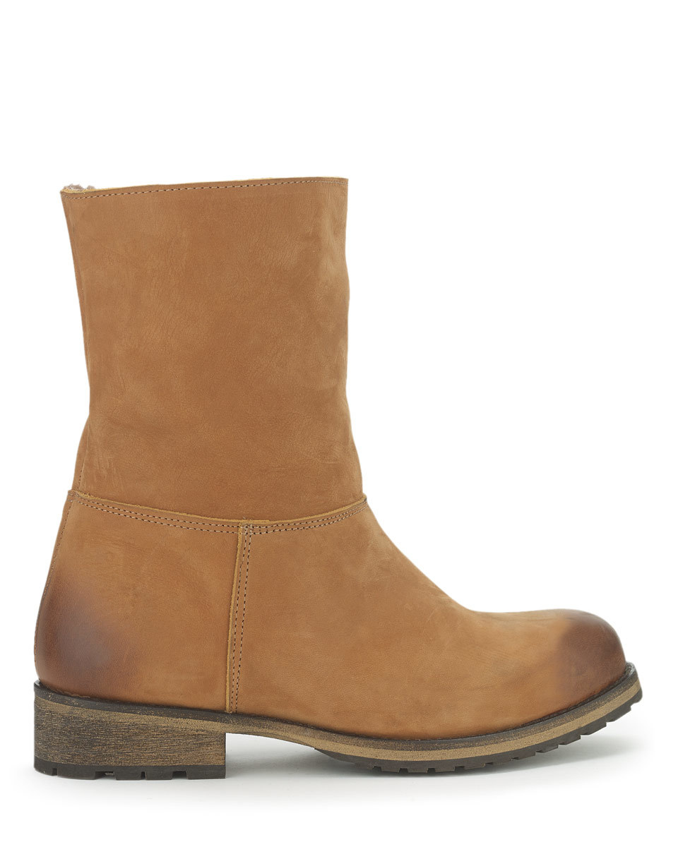 Georgia Shearling Outdoor Boot - predominant colour: tan; occasions: casual; material: suede; heel height: flat; heel: standard; toe: round toe; boot length: ankle boot; style: standard; finish: plain; pattern: plain; season: a/w 2015
