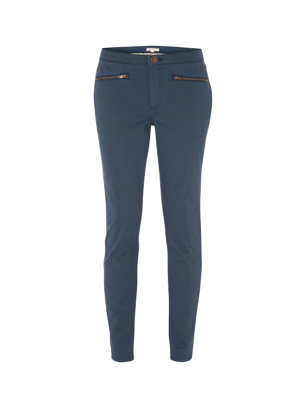 Nomad Ankle Zip Trouser, Navy - length: standard; pattern: plain; waist: mid/regular rise; predominant colour: denim; occasions: casual, creative work; fibres: cotton - stretch; texture group: cotton feel fabrics; fit: slim leg; pattern type: fabric; style: standard; season: a/w 2015