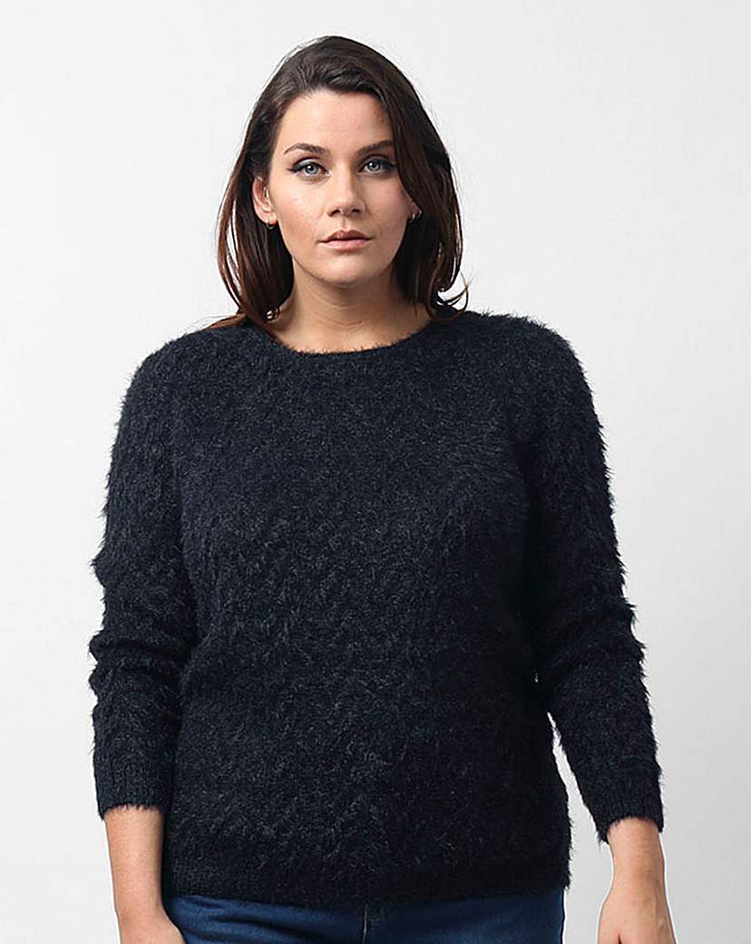 Koko Round Neck Jumper - pattern: plain; style: standard; predominant colour: navy; occasions: casual, creative work; length: standard; fibres: acrylic - 100%; fit: standard fit; neckline: crew; sleeve length: long sleeve; sleeve style: standard; texture group: knits/crochet; pattern type: knitted - other; season: a/w 2015