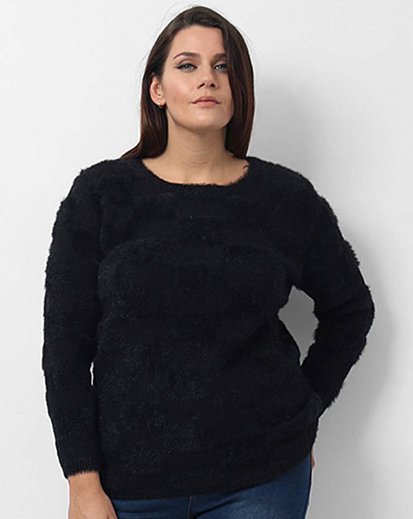 Koko Check Jumper - neckline: round neck; pattern: plain; style: standard; predominant colour: black; occasions: casual, creative work; length: standard; fit: standard fit; sleeve length: long sleeve; sleeve style: standard; texture group: knits/crochet; pattern type: knitted - fine stitch; season: a/w 2015