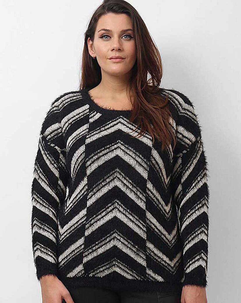 Koko Zig Zag Jumper - style: standard; secondary colour: white; predominant colour: black; occasions: casual; length: standard; fibres: acrylic - mix; fit: loose; neckline: crew; sleeve length: long sleeve; sleeve style: standard; texture group: knits/crochet; pattern type: fabric; pattern: patterned/print; multicoloured: multicoloured; season: a/w 2015