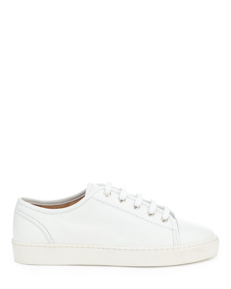 Ayda Leather Trainers - predominant colour: white; occasions: casual, activity; material: leather; heel height: flat; toe: round toe; style: trainers; finish: plain; pattern: plain; season: a/w 2015
