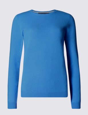 Pure Cashmere Jumper - pattern: plain; style: standard; predominant colour: diva blue; occasions: casual, creative work; length: standard; fit: slim fit; neckline: crew; fibres: cashmere - 100%; sleeve length: long sleeve; sleeve style: standard; texture group: knits/crochet; pattern type: knitted - fine stitch; pattern size: standard; season: s/s 2015