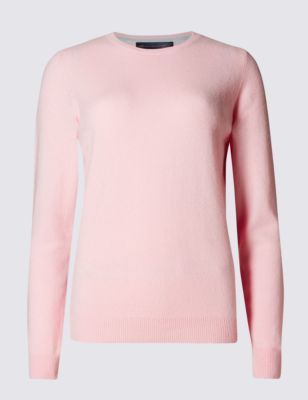 Pure Cashmere Jumper - pattern: plain; style: standard; predominant colour: blush; occasions: casual, creative work; length: standard; fit: slim fit; neckline: crew; fibres: cashmere - 100%; sleeve length: long sleeve; sleeve style: standard; texture group: knits/crochet; pattern type: knitted - fine stitch; pattern size: standard; season: s/s 2015