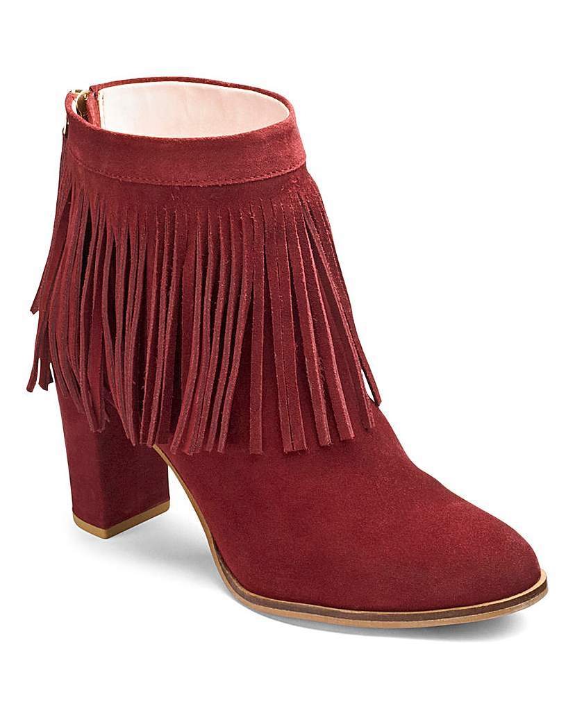 Sole Diva Suede Ankle Boots D Fit - predominant colour: tan; occasions: casual, creative work; material: suede; heel height: high; embellishment: tassels; heel: block; toe: round toe; boot length: ankle boot; style: standard; finish: plain; pattern: plain; season: a/w 2015