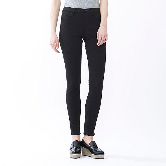 Women Leggings Trousers Black - length: standard; pattern: plain; style: leggings; waist detail: elasticated waist; waist: mid/regular rise; predominant colour: black; occasions: casual, creative work; fibres: cotton - stretch; texture group: jersey - clingy; fit: straight leg; pattern type: fabric; season: a/w 2015