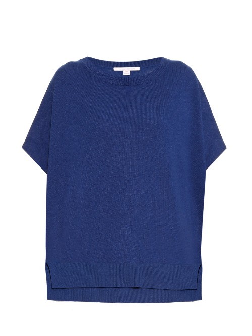 Essex Sweater - neckline: round neck; pattern: plain; style: standard; predominant colour: royal blue; occasions: casual, work, creative work; length: standard; fit: loose; back detail: longer hem at back than at front; sleeve length: short sleeve; sleeve style: standard; texture group: knits/crochet; pattern type: knitted - fine stitch; season: a/w 2015