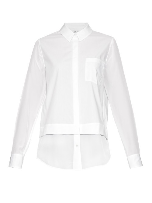 Silk Hem Long Sleeved Shirt - neckline: shirt collar/peter pan/zip with opening; pattern: plain; style: shirt; predominant colour: white; occasions: casual, work, creative work; length: standard; fibres: silk - 100%; fit: straight cut; sleeve length: long sleeve; sleeve style: standard; texture group: crepes; pattern type: fabric; season: a/w 2015