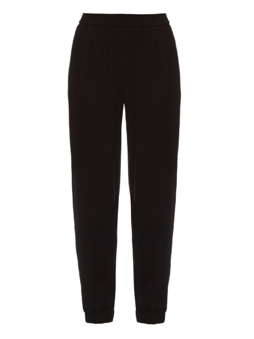 Janeta Trousers - length: standard; pattern: plain; style: peg leg; waist: high rise; predominant colour: black; occasions: casual, work, creative work; fibres: polyester/polyamide - stretch; texture group: crepes; fit: tapered; pattern type: fabric; season: a/w 2015