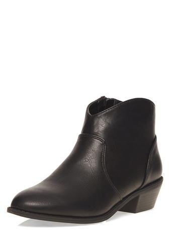 Womens Black 'mia' Western Boots Black - predominant colour: black; occasions: casual, creative work; material: faux leather; heel height: mid; heel: block; toe: pointed toe; boot length: ankle boot; style: standard; finish: plain; pattern: plain; season: a/w 2015