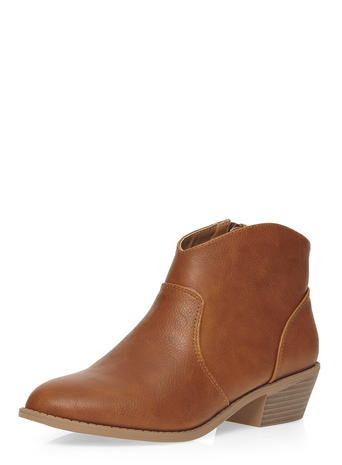 Womens Tan 'mia' Western Boots Brown - predominant colour: tan; occasions: casual, creative work; material: faux leather; heel height: mid; heel: block; toe: pointed toe; boot length: ankle boot; style: standard; finish: plain; pattern: plain; season: a/w 2015