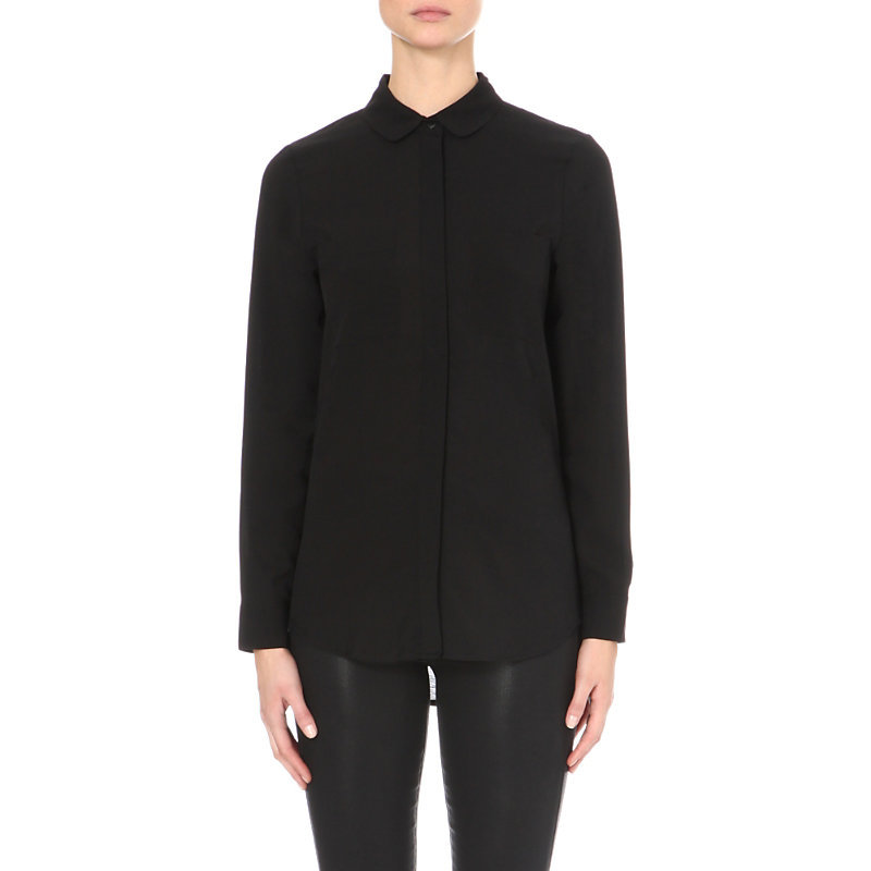 Polly Plains Oversized Pocket Shirt, Women's, Size: Xs, Black - neckline: shirt collar/peter pan/zip with opening; pattern: plain; length: below the bottom; style: shirt; predominant colour: black; occasions: casual, work, creative work; fibres: polyester/polyamide - 100%; fit: straight cut; sleeve length: long sleeve; sleeve style: standard; pattern type: fabric; texture group: woven light midweight; season: a/w 2015