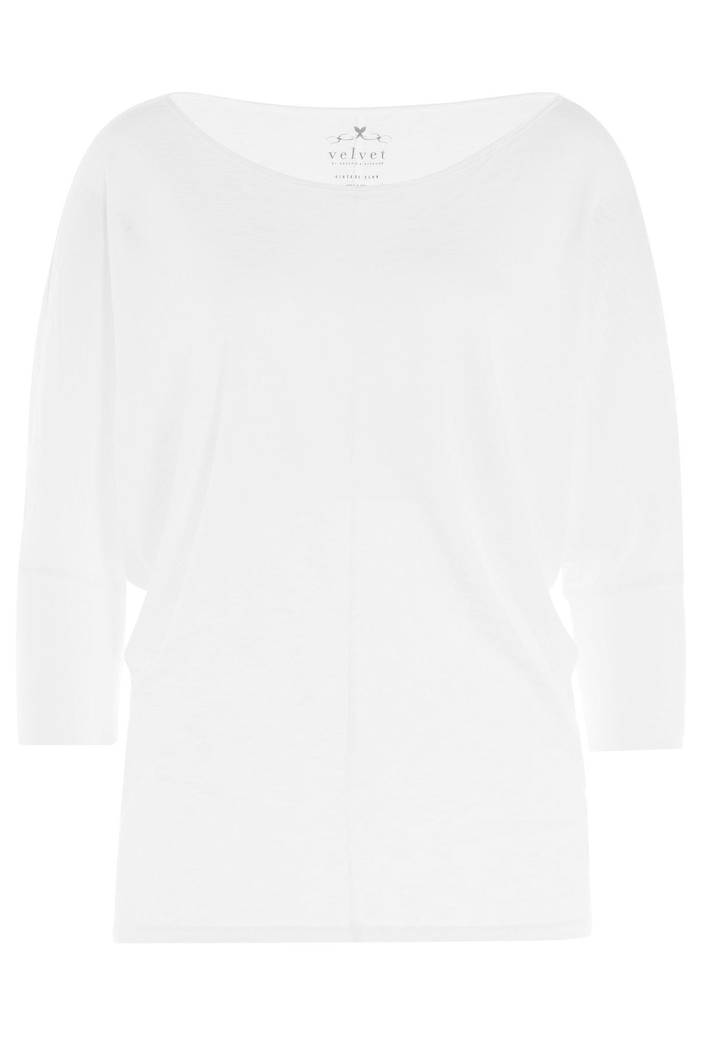 Jersey Top White - neckline: slash/boat neckline; pattern: plain; style: t-shirt; predominant colour: white; occasions: casual, creative work; length: standard; fibres: cotton - mix; fit: body skimming; sleeve length: 3/4 length; sleeve style: standard; pattern type: fabric; texture group: jersey - stretchy/drapey; season: a/w 2015