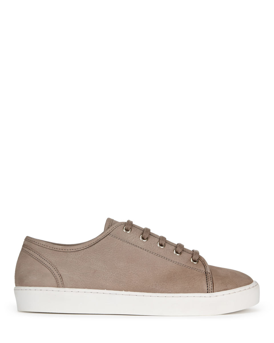 Ayda Leather Trainers - predominant colour: taupe; occasions: casual; material: leather; heel height: flat; toe: round toe; style: trainers; finish: plain; pattern: plain; shoe detail: moulded soul; season: a/w 2015