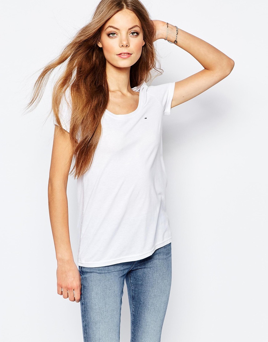 Flag T Shirt White - neckline: round neck; pattern: plain; style: t-shirt; predominant colour: white; occasions: casual; length: standard; fibres: polyester/polyamide - mix; fit: body skimming; sleeve length: short sleeve; sleeve style: standard; pattern type: fabric; texture group: jersey - stretchy/drapey; season: a/w 2015