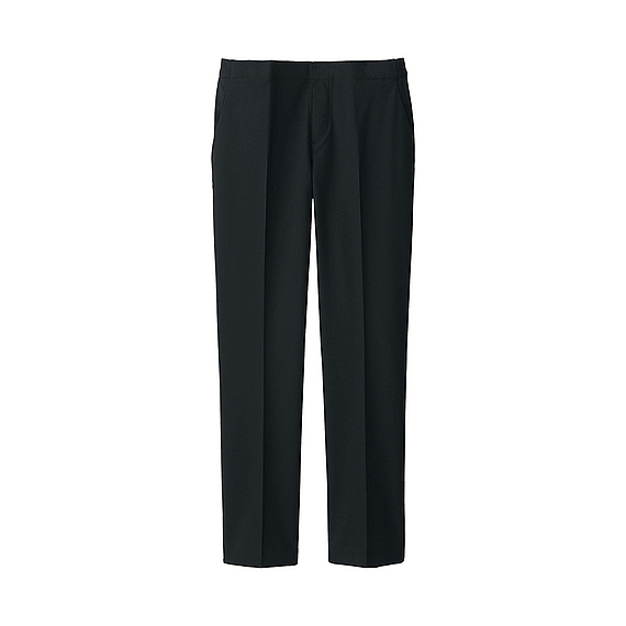 Women Ankle Length Trousers Black - pattern: plain; waist: mid/regular rise; predominant colour: black; occasions: work; length: ankle length; fit: straight leg; pattern type: fabric; texture group: woven light midweight; style: standard; season: a/w 2015