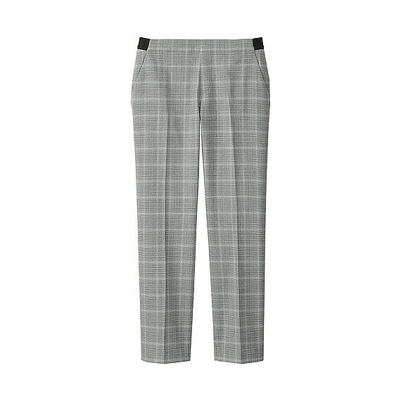 Women Ankle Length Checked Trousers (Size Xxl) Gray - length: standard; pattern: checked/gingham; waist: mid/regular rise; secondary colour: mid grey; predominant colour: light grey; occasions: casual, creative work; fit: straight leg; pattern type: fabric; texture group: woven light midweight; style: standard; pattern size: light/subtle (bottom); season: a/w 2015; trends: plaid and simple