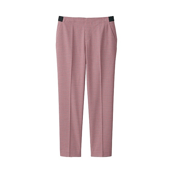 Women Ankle Length Checked Trousers (Size Xxl) Red - length: standard; waist: mid/regular rise; predominant colour: true red; occasions: work, creative work; fit: straight leg; pattern type: fabric; pattern: patterned/print; texture group: other - light to midweight; style: standard; season: a/w 2015