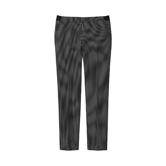 Women Ankle Length Print Trousers (Size Xxl) Black - length: standard; pocket detail: pockets at the sides; waist: mid/regular rise; secondary colour: white; predominant colour: black; occasions: casual, creative work; fibres: polyester/polyamide - stretch; trends: monochrome; texture group: cotton feel fabrics; fit: straight leg; pattern type: fabric; pattern: patterned/print; style: standard; pattern size: light/subtle (bottom); season: a/w 2015