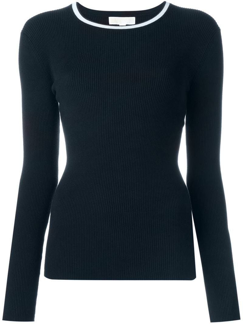 Ribbed Fine Knit Sweater, Women's, Size: Large, Blue - neckline: round neck; pattern: plain; style: standard; predominant colour: navy; occasions: casual, work, creative work; length: standard; fit: slim fit; sleeve length: long sleeve; sleeve style: standard; texture group: knits/crochet; pattern type: knitted - fine stitch; season: a/w 2015