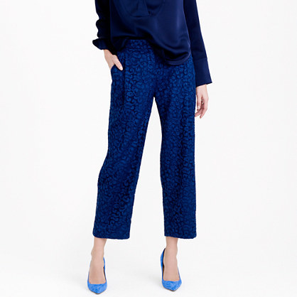 Collection Cropped Pant In French Lace - waist: mid/regular rise; predominant colour: royal blue; occasions: evening, creative work; length: ankle length; fibres: cotton - mix; texture group: lace; fit: wide leg; pattern type: fabric; pattern: patterned/print; style: standard; pattern size: standard (bottom); season: a/w 2015