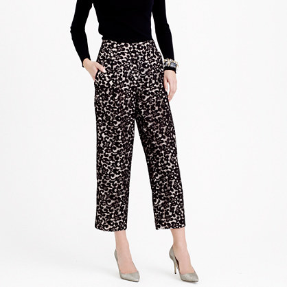 Collection Cropped Pant In French Lace - waist: high rise; secondary colour: ivory/cream; predominant colour: black; occasions: evening, creative work; length: ankle length; fibres: cotton - mix; texture group: lace; fit: wide leg; pattern type: fabric; pattern: patterned/print; style: standard; pattern size: standard (bottom); season: a/w 2015