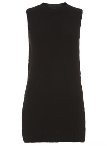 Womens Black Tab Side Tabbard Black - pattern: plain; sleeve style: sleeveless; length: below the bottom; predominant colour: black; occasions: casual, creative work; style: top; fibres: acrylic - mix; fit: body skimming; neckline: crew; sleeve length: sleeveless; pattern type: fabric; texture group: jersey - stretchy/drapey; season: a/w 2015