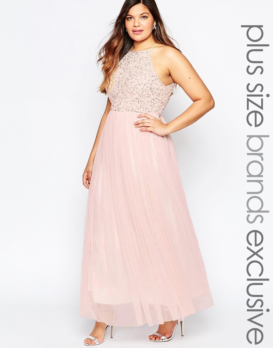 Halter Sequin Maxi Dress Blush - pattern: plain; sleeve style: sleeveless; style: maxi dress; length: ankle length; bust detail: added detail/embellishment at bust; predominant colour: blush; occasions: evening; fit: fitted at waist & bust; fibres: polyester/polyamide - 100%; neckline: crew; hip detail: soft pleats at hip/draping at hip/flared at hip; sleeve length: sleeveless; texture group: sheer fabrics/chiffon/organza etc.; pattern type: fabric; embellishment: beading; season: a/w 2015