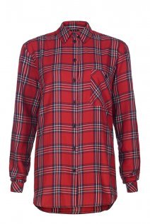 Tall Check Shirt At - neckline: shirt collar/peter pan/zip with opening; pattern: checked/gingham; style: shirt; bust detail: pocket detail at bust; secondary colour: white; predominant colour: true red; occasions: casual, creative work; length: standard; fibres: cotton - 100%; fit: straight cut; sleeve length: long sleeve; sleeve style: standard; pattern type: fabric; pattern size: standard; texture group: woven light midweight; season: a/w 2015