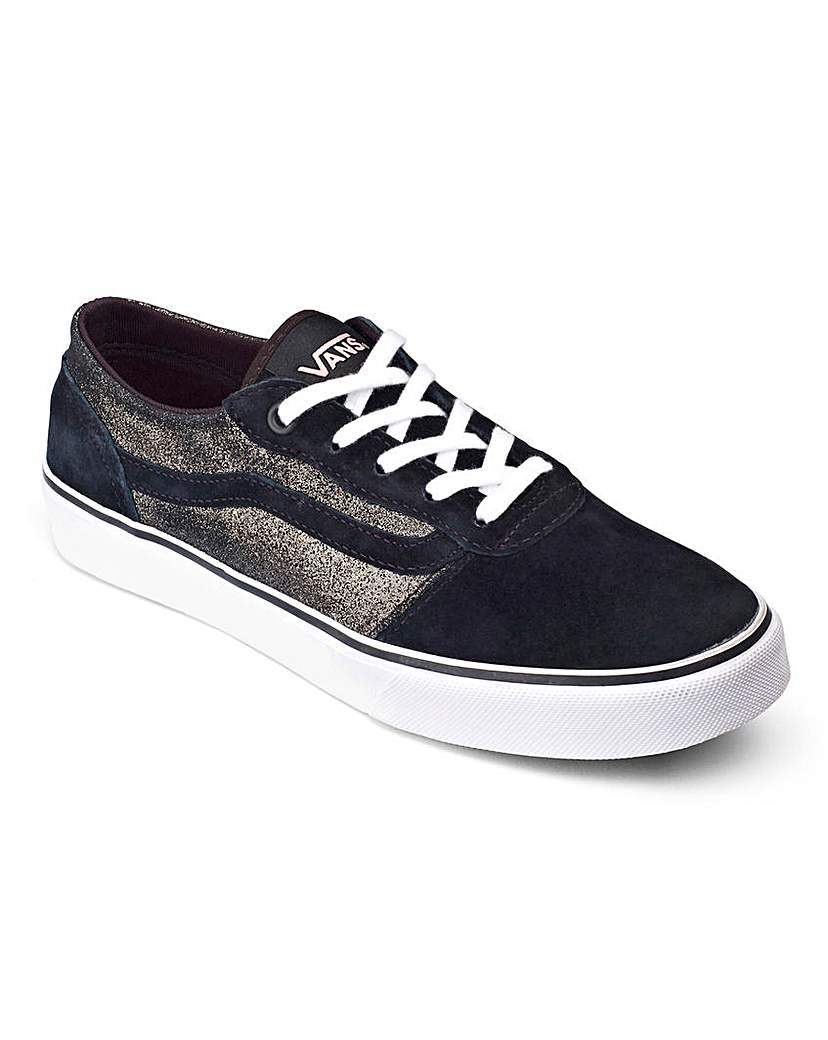 Vans Milton Trainers - predominant colour: navy; occasions: casual; material: suede; heel height: flat; toe: round toe; style: trainers; finish: plain; pattern: plain; shoe detail: moulded soul; season: a/w 2015