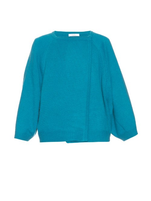 Foster Cardigan - pattern: plain; neckline: collarless open; style: open front; predominant colour: turquoise; occasions: casual, work, creative work; length: standard; fit: slim fit; fibres: cashmere - 100%; sleeve length: 3/4 length; sleeve style: standard; texture group: knits/crochet; pattern type: knitted - fine stitch; season: a/w 2015
