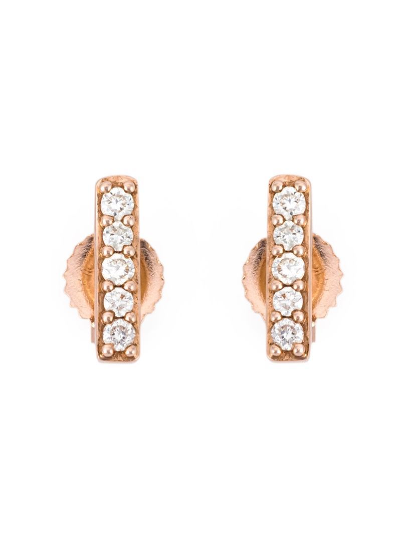 'linia Halo' Diamond Stud Earrings, Women's, Metallic - predominant colour: gold; occasions: evening, occasion; style: stud; length: short; size: small/fine; material: chain/metal; fastening: pierced; finish: metallic; embellishment: crystals/glass; season: a/w 2015