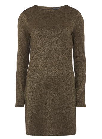 Womens **Tall Dark Gold Longline Top Gold - pattern: plain; style: tunic; predominant colour: gold; occasions: casual; fibres: viscose/rayon - stretch; fit: body skimming; neckline: crew; length: mid thigh; sleeve length: long sleeve; sleeve style: standard; pattern type: fabric; texture group: jersey - stretchy/drapey; season: a/w 2015