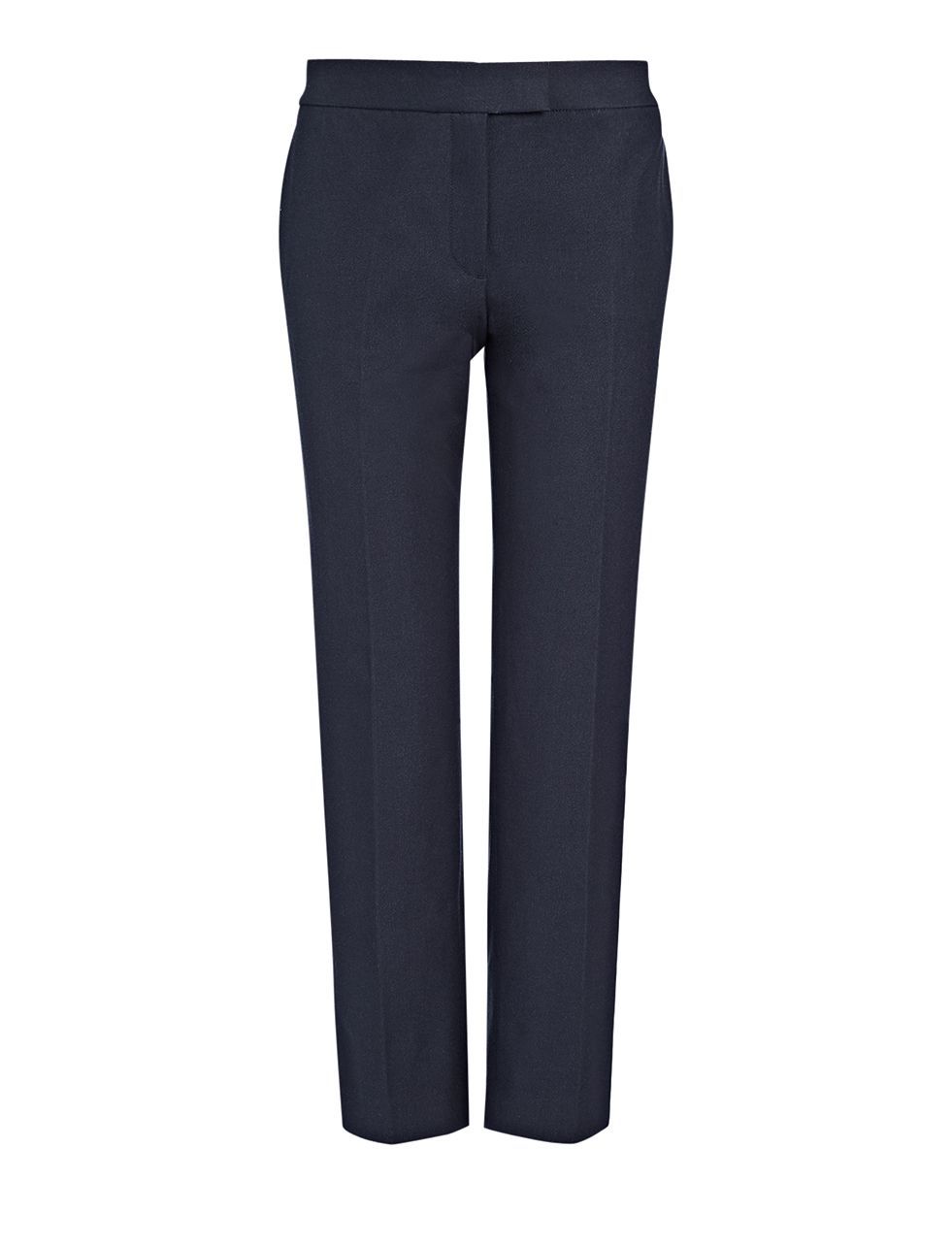 Gabardine Stretch Queen Trouser In Navy - pattern: plain; pocket detail: pockets at the sides; waist: mid/regular rise; predominant colour: navy; length: ankle length; hip detail: fitted at hip (bottoms); fit: straight leg; pattern type: fabric; texture group: other - light to midweight; style: standard; occasions: creative work; season: a/w 2015