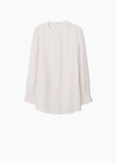 Flowy Blouse - neckline: round neck; pattern: plain; length: below the bottom; style: shirt; predominant colour: ivory/cream; occasions: casual, creative work; fit: straight cut; sleeve length: long sleeve; sleeve style: standard; texture group: cotton feel fabrics; pattern type: fabric; season: a/w 2015