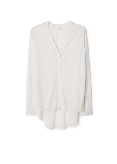 Contrast Back Cardigan - neckline: v-neck; pattern: plain; length: below the bottom; predominant colour: white; occasions: casual; style: standard; fit: loose; sleeve length: long sleeve; sleeve style: standard; texture group: knits/crochet; pattern type: fabric; fibres: viscose/rayon - mix; season: a/w 2015