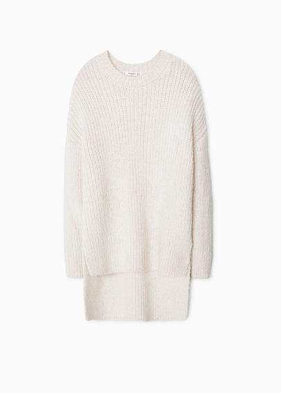 Long Knit Sweater - pattern: plain; length: below the bottom; neckline: roll neck; style: standard; predominant colour: ivory/cream; occasions: casual; fit: standard fit; sleeve length: long sleeve; sleeve style: standard; texture group: knits/crochet; pattern type: knitted - fine stitch; season: a/w 2015