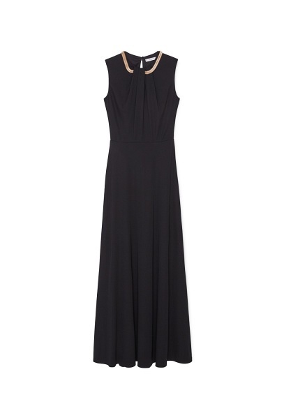 Chain Detail Dress - pattern: plain; sleeve style: sleeveless; style: maxi dress; predominant colour: black; length: floor length; fit: fitted at waist & bust; occasions: occasion; neckline: crew; sleeve length: sleeveless; pattern type: fabric; texture group: other - light to midweight; embellishment: chain/metal; season: a/w 2015